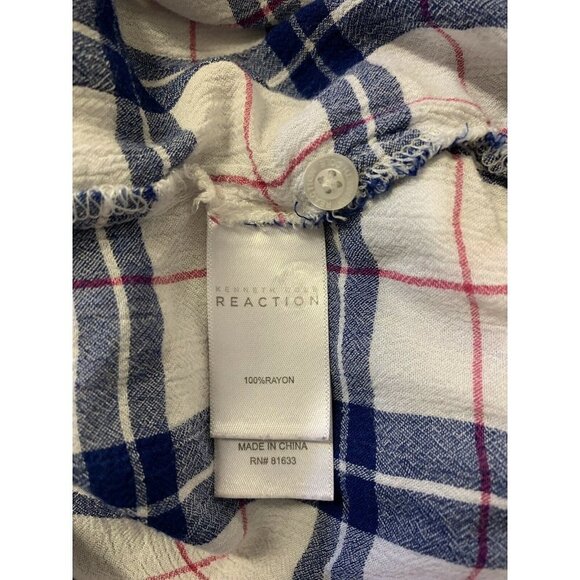 Reaction Kenneth Cole 1X Plaid Blouse Button Front - Picture 10 of 11